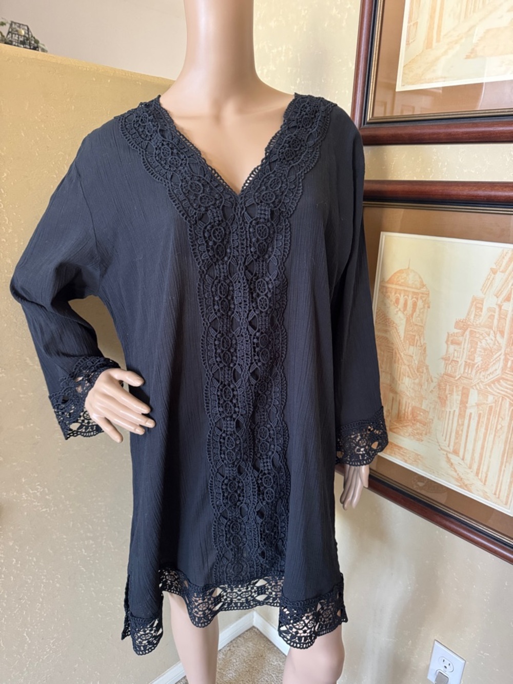 Isaac Mizrahi Women’s Black Beach Swim Cover-up Dress sz XL